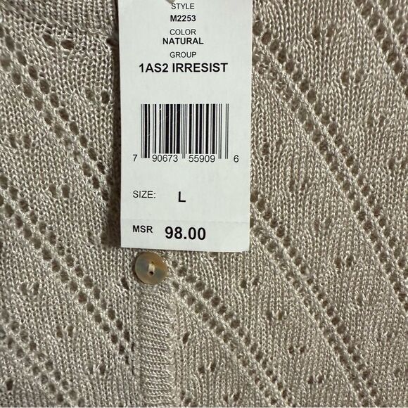 Marisa Christina Tan Cardigan with Textured Knit V-Neck - Picture 5 of 6